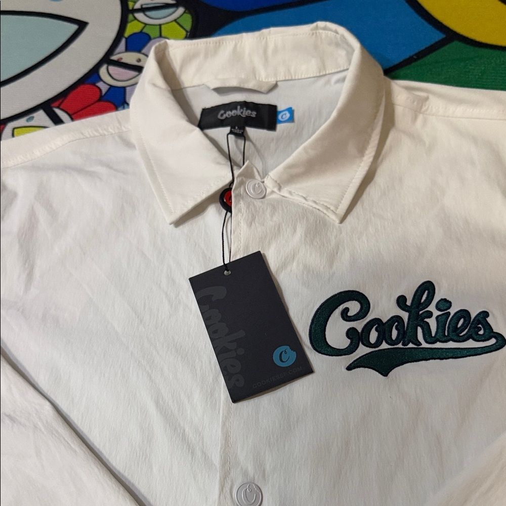 Cookies Men’s Lightweight White Coach Jacket with Cookies Logo - Picture 5 of 16